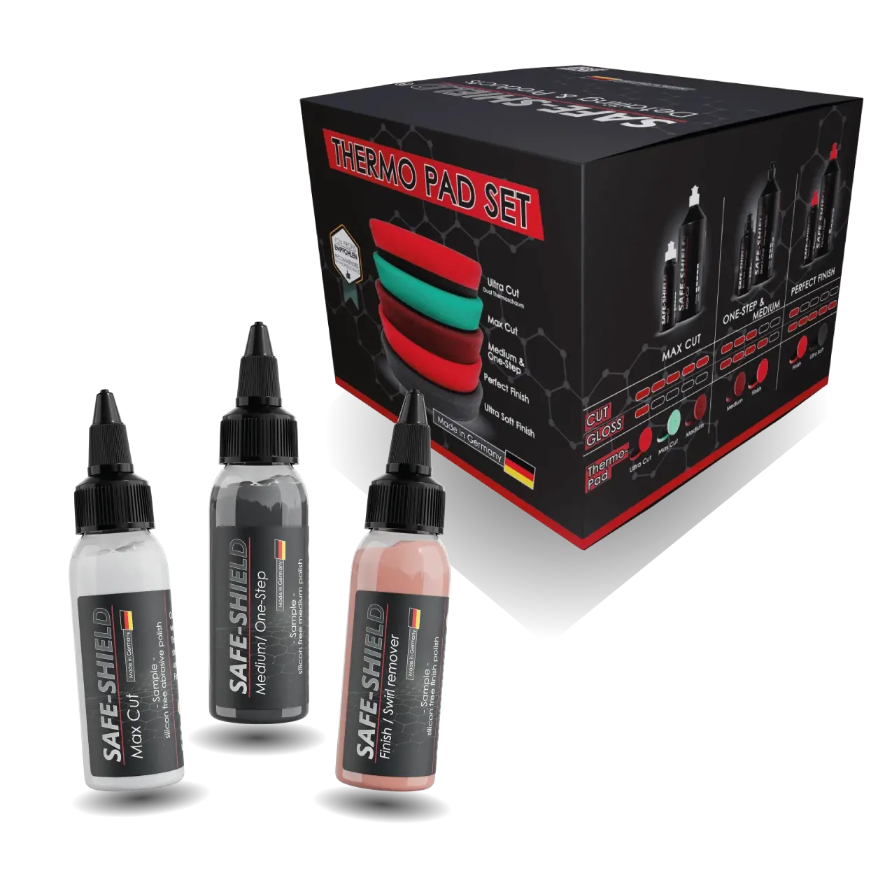 Polierpad Set 5 Stück + Politur Probe-Set 3x 45ml