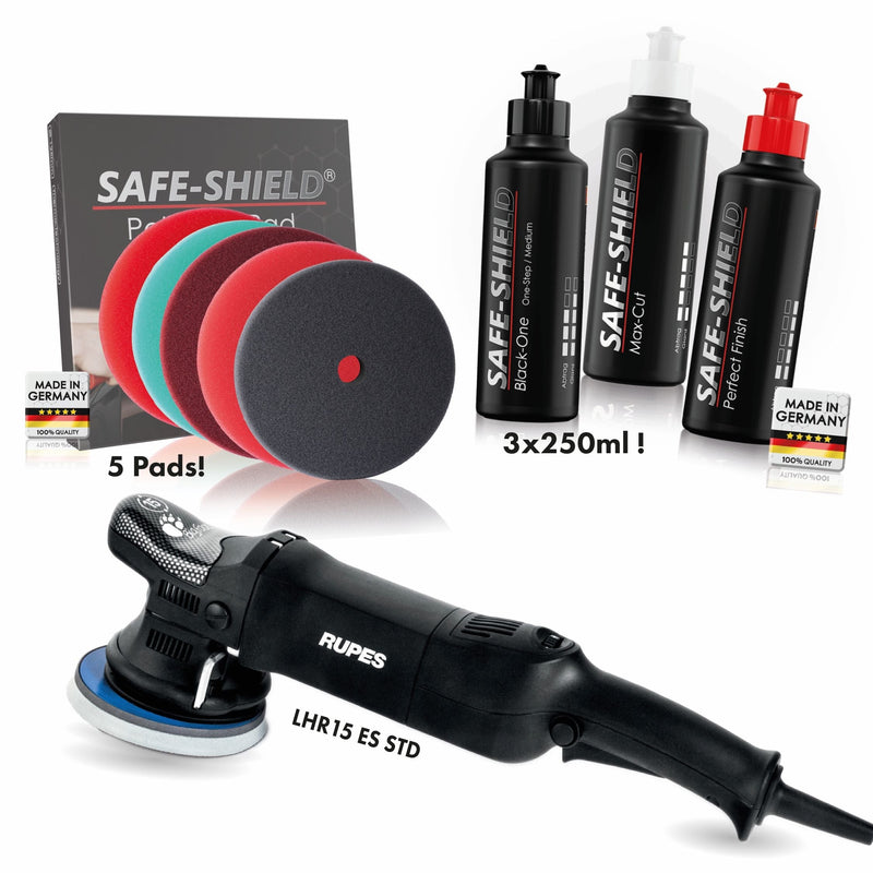 Kit de polissage avec RUPES LHR15 ES, polish Safe-Shield et cinq tampons