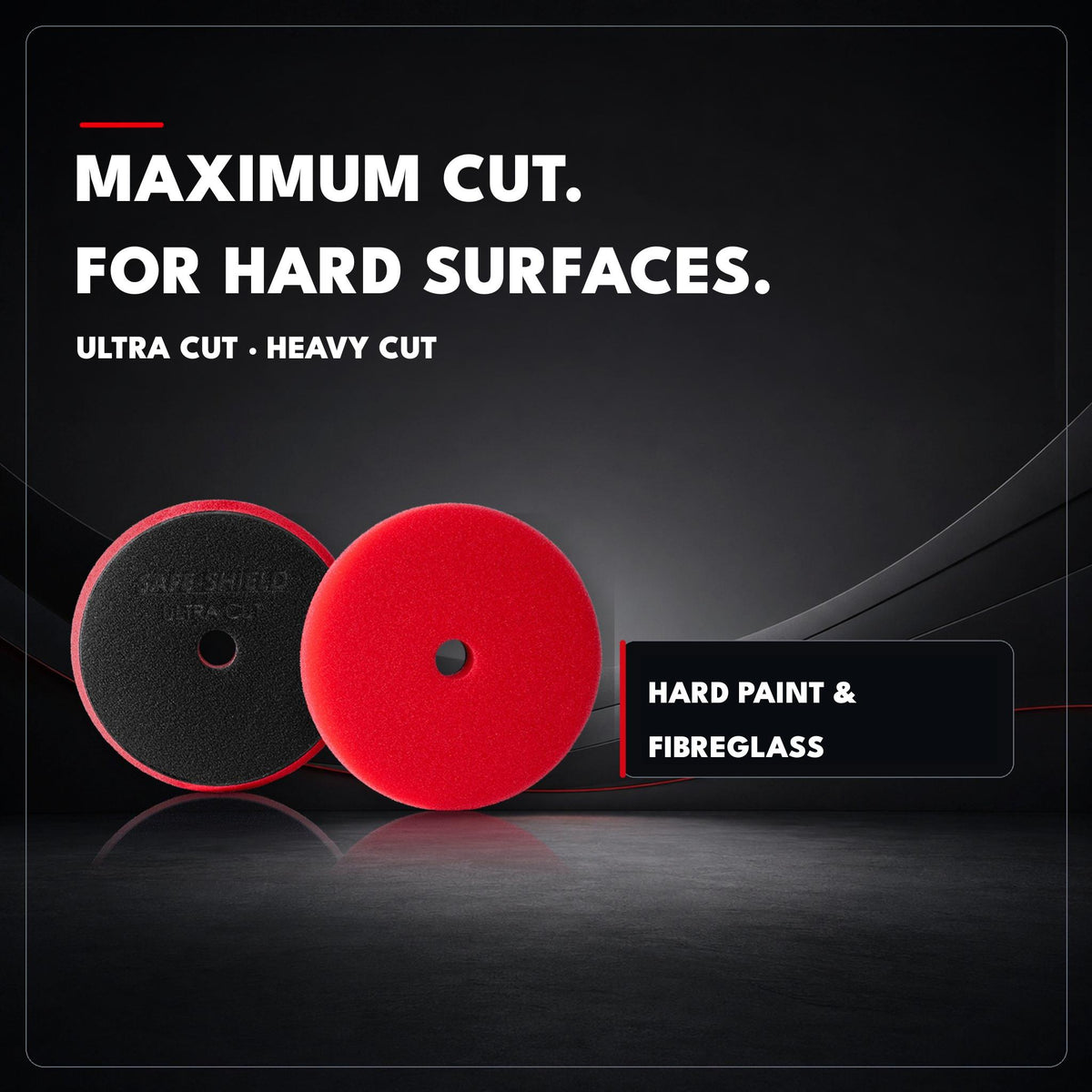 Rotes Ultra Cut Dual-Polierpad für harte Lacke und GFK.