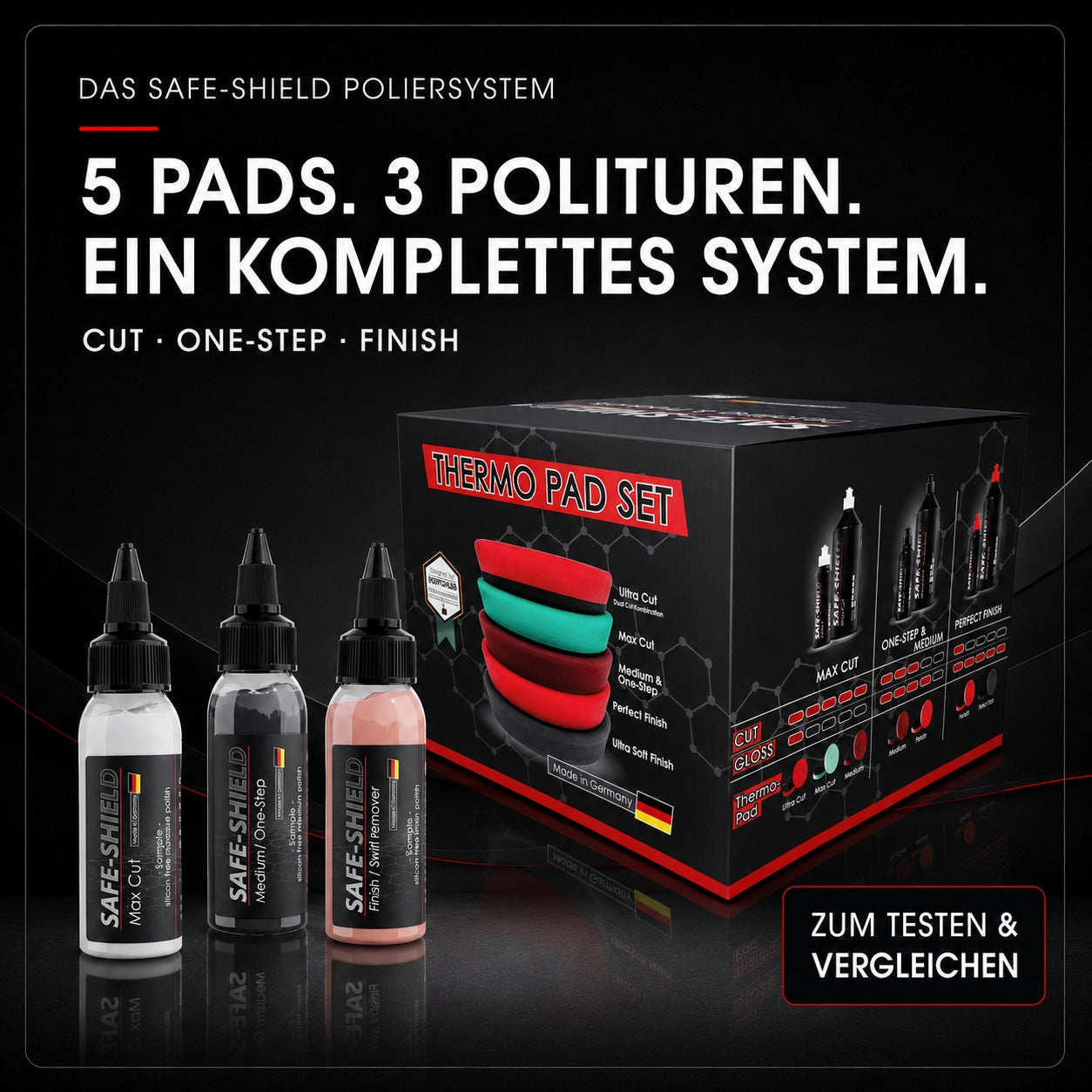 Polishing Pad Set 5 Pieces + Polish Samples 3x 45ml